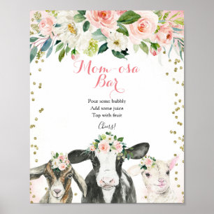 Boerderij "Animal Floral Girl Momosa Bar" Poster