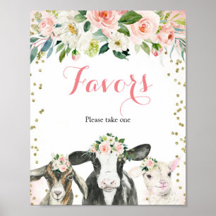 Boerderij Animal Floral Girl Party Favors Sign Poster