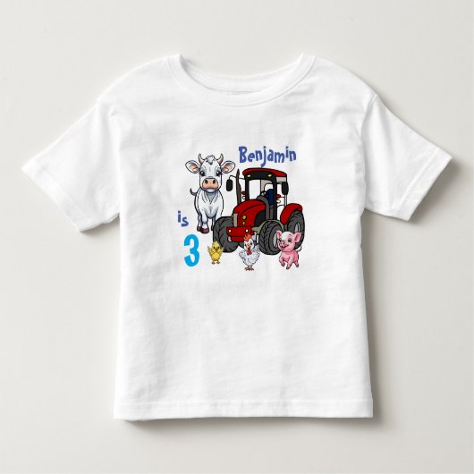 Boerderij Animal Fun Red Tractor Verjaardagsfeest Kinder Shirts (Voorkant)