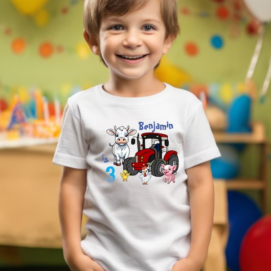 Boerderij Animal Fun Red Tractor Verjaardagsfeest Kinder Shirts