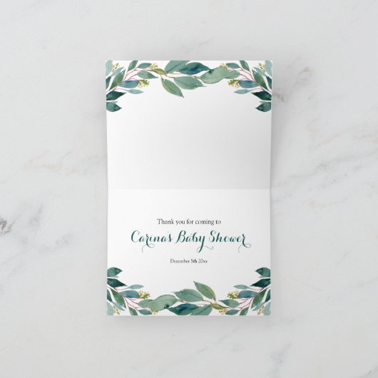 Boerderij Animal Greenery Baby shower Hartelijk da Bedankkaart (Binnen)