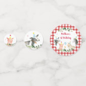 Boerderij Animal Greenery Birthday Confetti (Voorkanten)