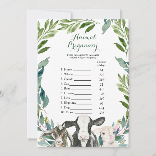 Boerderij Animal Greenery Boy Animal Pregnancy Gam Kaart (Voorkant)