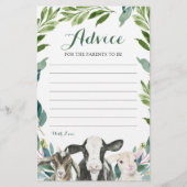 Boerderij Animal Greenery Boy Baby shower Advice C (Voorkant)