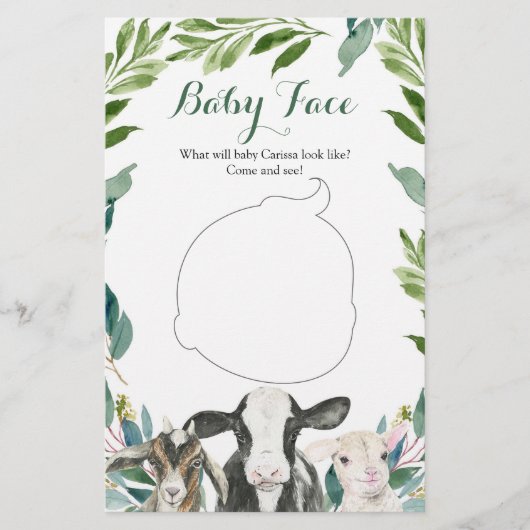 Boerderij Animal Greenery Boy Baby shower Baby Fac (Voorkant)