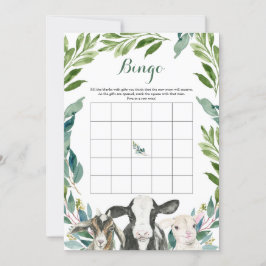 Boerderij Animal Greenery Boy Baby shower Bingo Ga Kaart