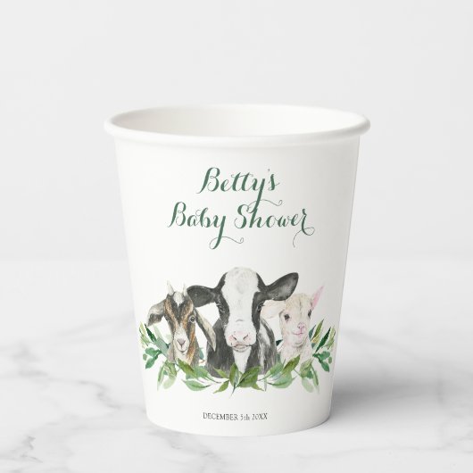 Boerderij Animal Greenery Boy Baby shower Cups Papieren Bekers (Achterkant)