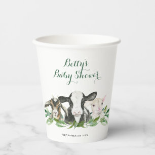 Boerderij Animal Greenery Boy Baby shower Cups Papieren Bekers
