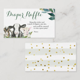 Boerderij Animal Greenery Boy Baby shower Diaper R Informatiekaartje