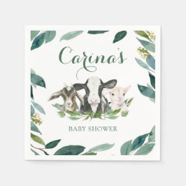 Boerderij Animal Greenery Boy Baby shower Napkins Servet