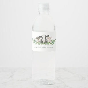 Boerderij Animal Greenery Boy Baby shower Water Fl Waterfles Etiket