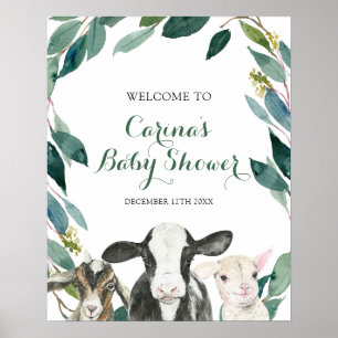 Boerderij Animal Greenery Boy Baby shower Welkomst Poster