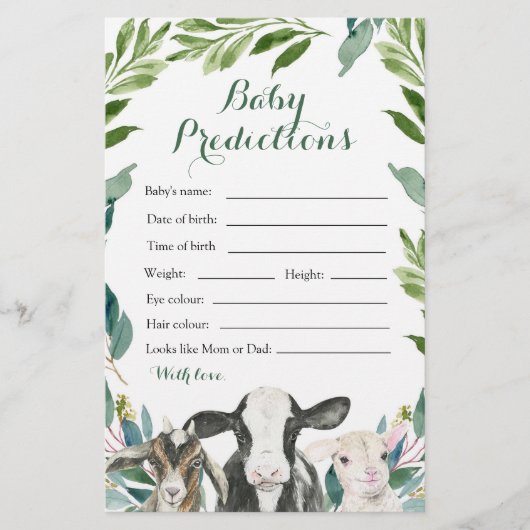 Boerderij Animal Greenery Boy Baby voorspellingen (Voorkant)