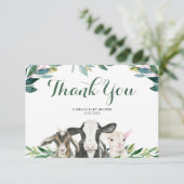 Boerderij Animal Greenery Boy Dank je wel Bedankkaart (Staand voorkant)