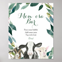 Boerderij Animal Greenery Boy Momosa Bar Sign Poster