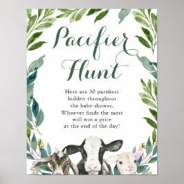 Boerderij Animal Greenery Boy Pacifier Hunt Poster