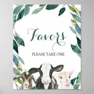 Boerderij Animal Greenery Boy Party Favors Sign Poster