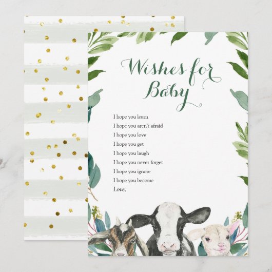 Boerderij Animal Greenery Boy Wwish for Baby Card Kaart (Voorkant / Achterkant)