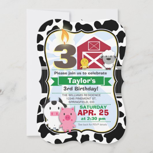 Boerderij Animal Kids Verjaardagsfeestje Kaart (Voorkant)