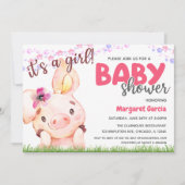 Boerderij Animal Piggy Baby Girl Baby shower Kaart (Voorkant)