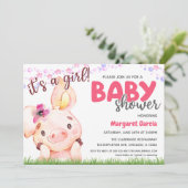 Boerderij Animal Piggy Baby Girl Baby shower Kaart (Staand voorkant)