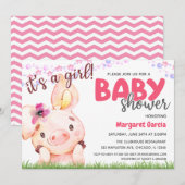 Boerderij Animal Piggy Baby Girl Baby shower Kaart (Voorkant / Achterkant)