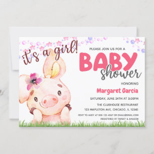 Boerderij Animal Piggy Baby Girl Baby shower Kaart