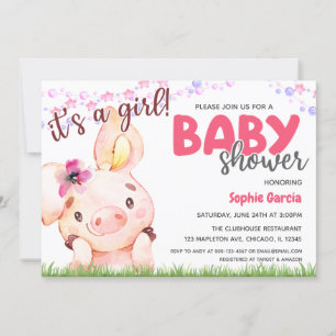 Boerderij Animal Piggy Baby Pig Girl Baby shower Kaart