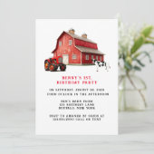 Boerderij Animal Red Barn Tractor 1st. verjaardags Kaart (Staand voorkant)