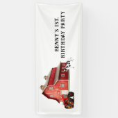 Boerderij Animal Red Barn Tractor 1st. verjaardags Spandoek (Verticaal)