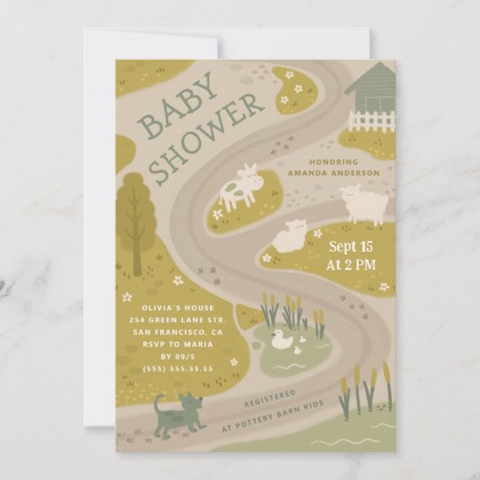 Boerderij Animal Rustic Country Baby shower Kaart (Voorkant)