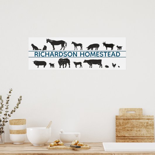 Boerderij Animal Silhouettes Persoonlijke Homestea Poster (Keuken)
