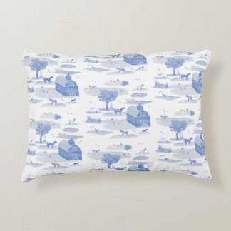 Boerderij Animal Toile Accent Pillow (blauw) Accent Kussen