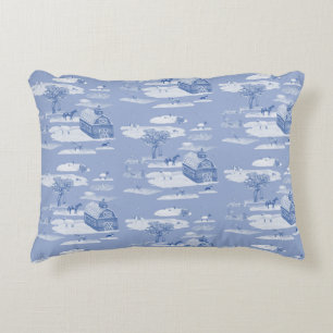 Boerderij Animal Toile Accent Pillow (blauw op bla Accent Kussen