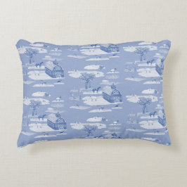 Boerderij Animal Toile Accent Pillow (blauw op bla Kussen