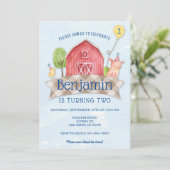 boerderij Animal verjaardagsuitnodiging, BOERDERIJ Kaart (Staand voorkant)