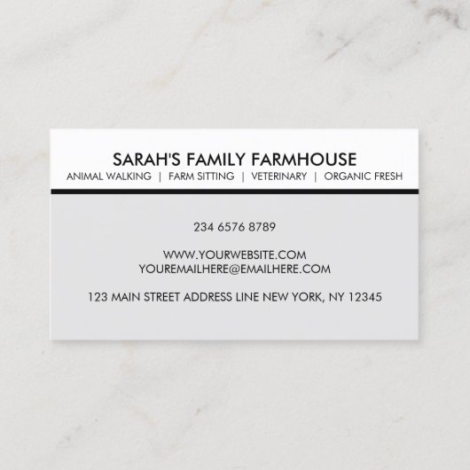 Boerderij Animal Veterinary Hartelijk dank Visitekaartje (Achterkant)