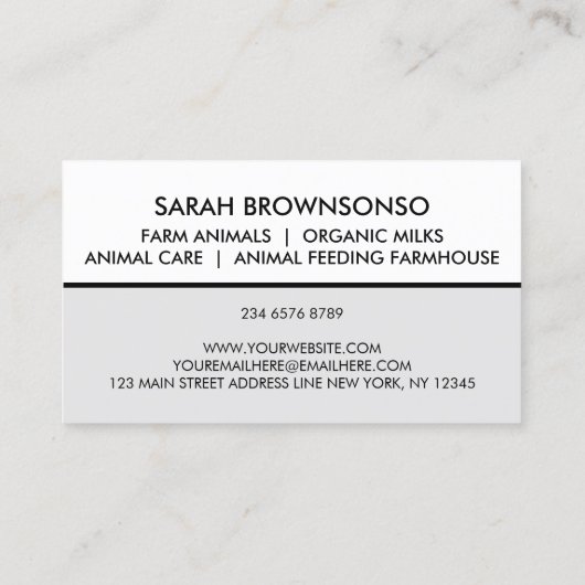 Boerderij Animal Veterinary Sheep Koe Pig Hen Visitekaartje (Achterkant)
