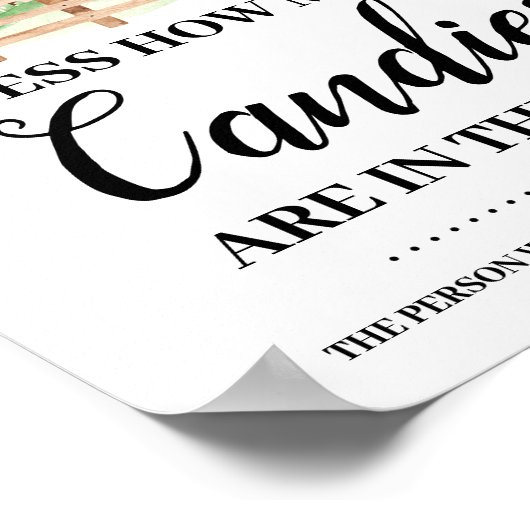 Boerderij Animas Hoeveel Snoepjes Baby shower Game Poster (Hoek)