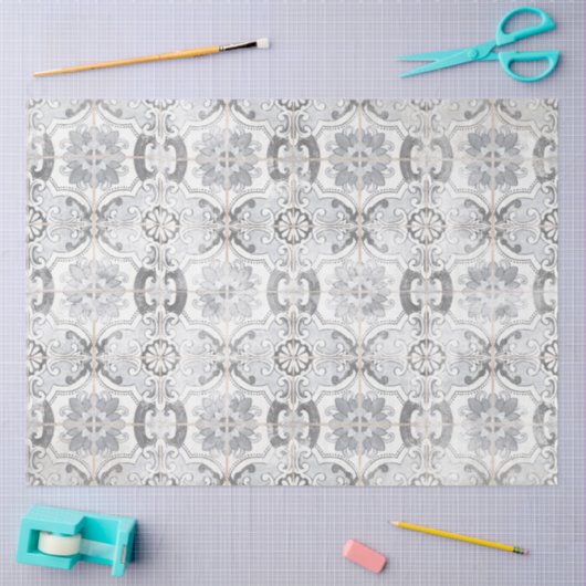 Boerderij  Antiek Grijs Witte Tegel Patroon Tissuepapier (Craft)