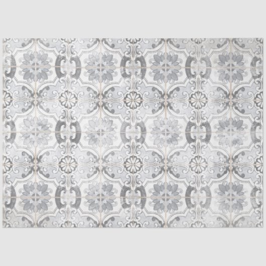 Boerderij  Antiek Grijs Witte Tegel Patroon Tissuepapier (Voorkant)