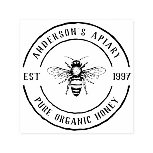 Boerderij Apiary Rustic Round Honey Stamp Zelfinktende Stempel (Design)