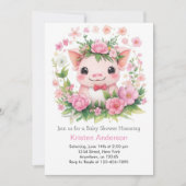 Boerderij Avontuur Roze Piglet Meisje Baby shower Kaart (Voorkant)