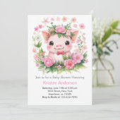 Boerderij Avontuur Roze Piglet Meisje Baby shower Kaart (Staand voorkant)