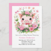 Boerderij Avontuur Roze Piglet Meisje Baby shower Kaart (Voorkant / Achterkant)