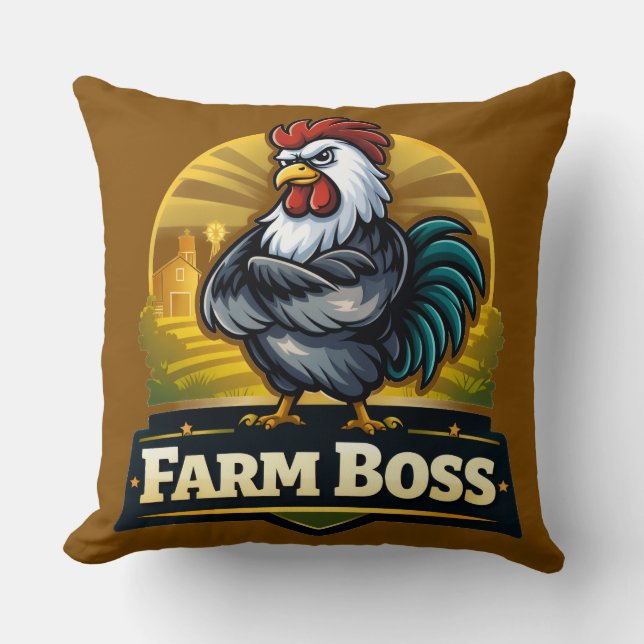 Boerderij baas overzicht kussen (Voorkant)