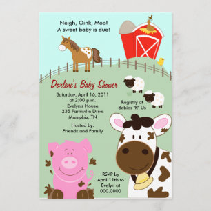 Boerderij Babies 5x7 Baby shower Uitnodiging