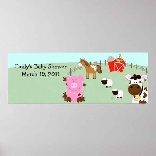 Boerderij Babies Barnyard Barn Yard Birthday Banne Poster (Voorkant)