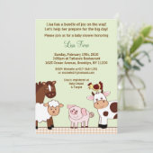 Boerderij Babies Farm Animals Baby Shower Invitati Kaart (Staand voorkant)