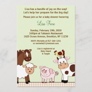 Boerderij Babies Farm Animals Baby Shower Invitati Kaart